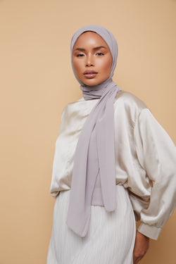 Small Luxury Chiffon Hijab - Warm Gray