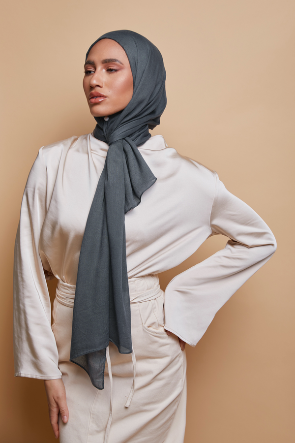 Breathable Modal Hijab with Matching Undercap - Charcoal Gray