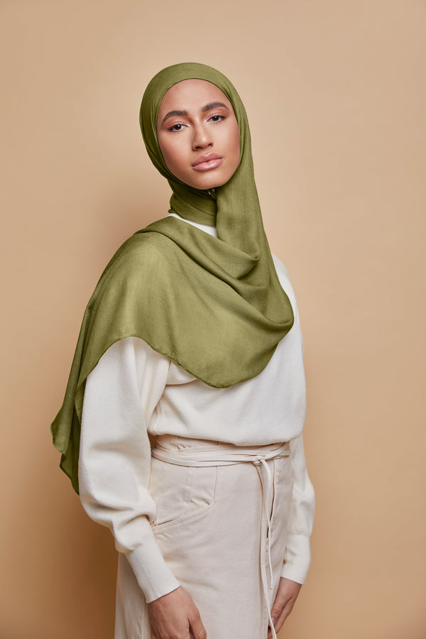 Breathable Modal Hijab with Matching Undercap - Moss