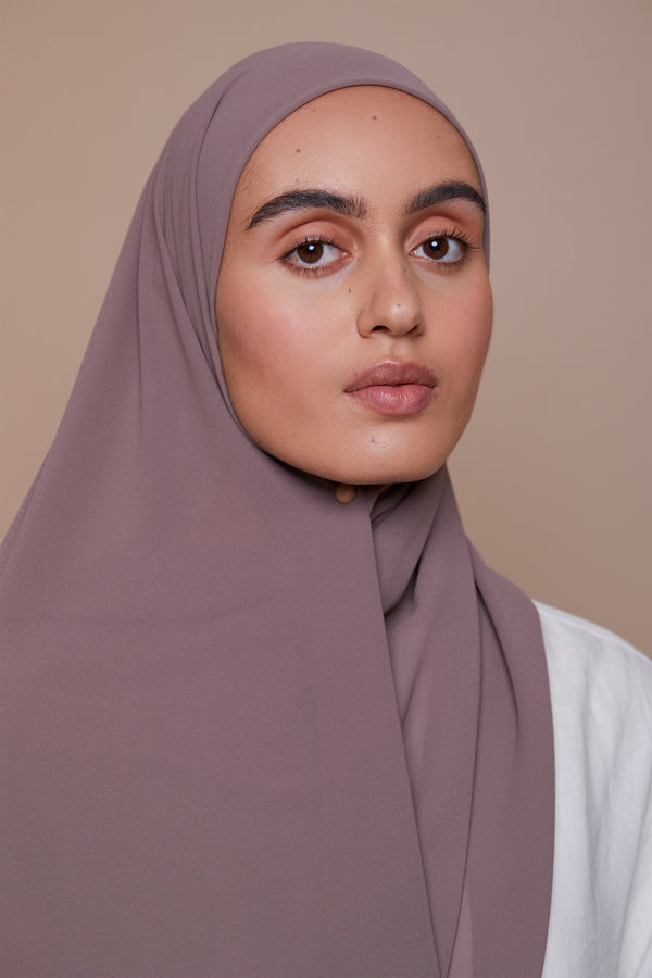 Small Earth Grey Premium Chiffon Hijab (Non-Slip)
