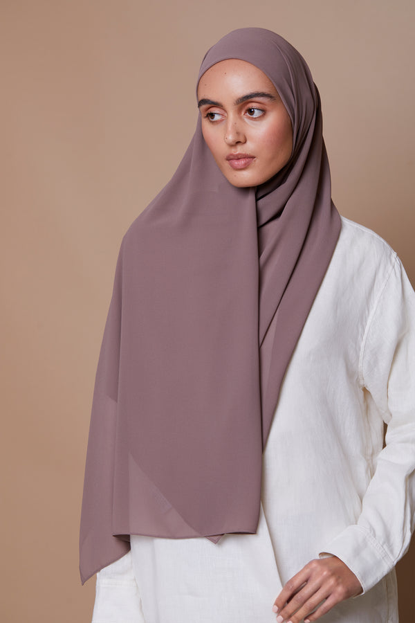 Small Earth Grey Premium Chiffon Hijab (Non-Slip)