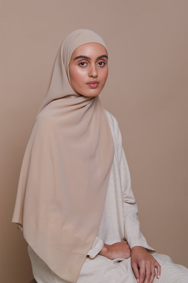 Small Light Taupe Premium Chiffon Hijab (Non-Slip)