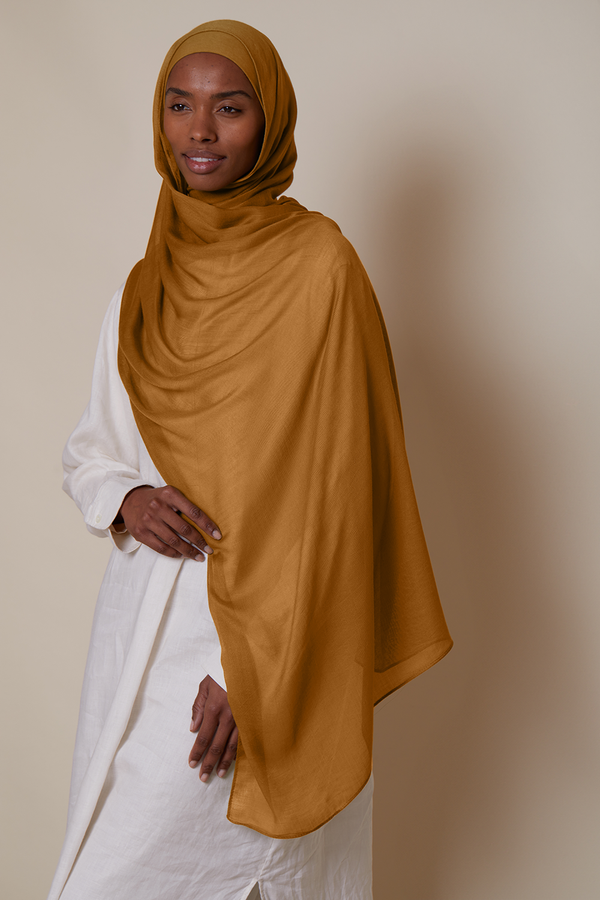 Breathable Modal Hijab - Mustard Bronze