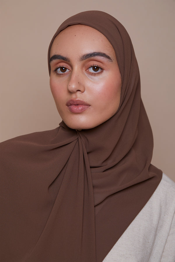Small Mocha Brown Premium Chiffon Hijab (Non-Slip)