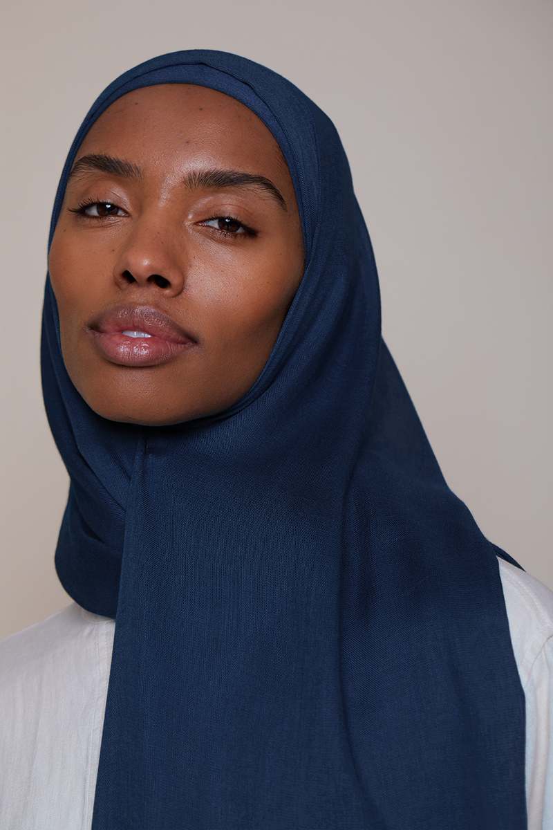 Breathable Modal Hijab - Navy Blue