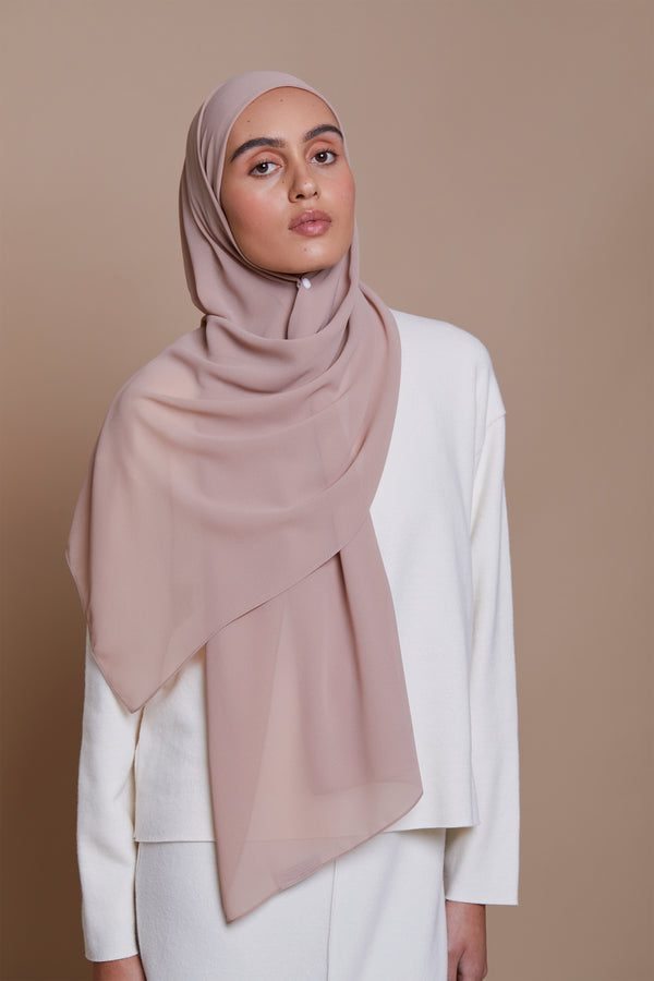 Small Pink Taupe Premium Chiffon Hijab (Non-Slip)