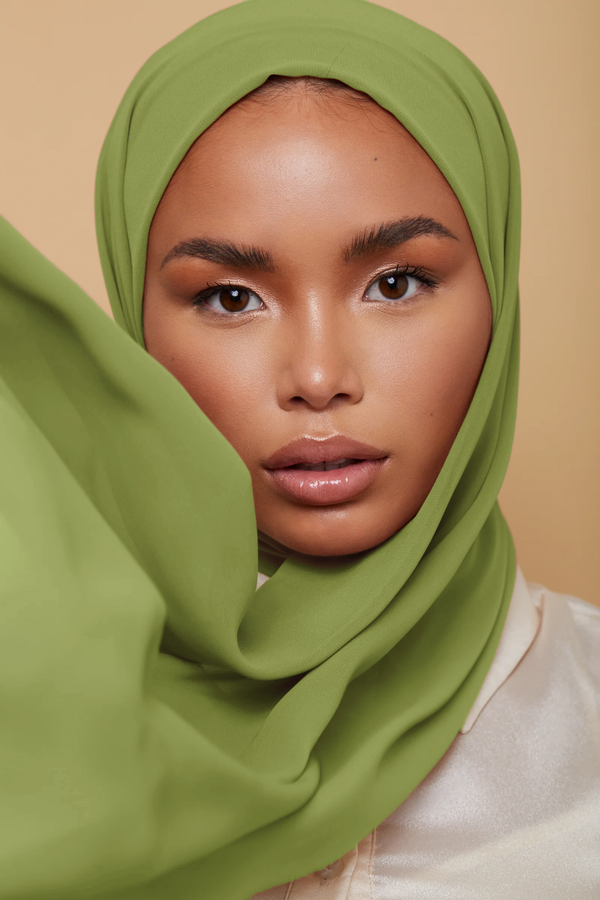 Small Luxury Chiffon Hijab - Earth Green