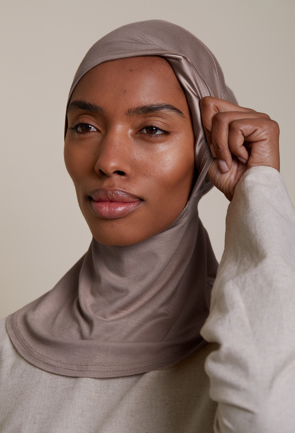 Satin-Lined Full Coverage Underscarf (Bamboo) Earth Grey