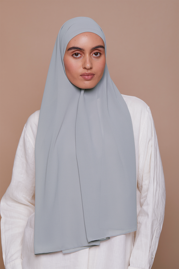 Small Light Gray Premium Chiffon Hijab (Non-Slip)