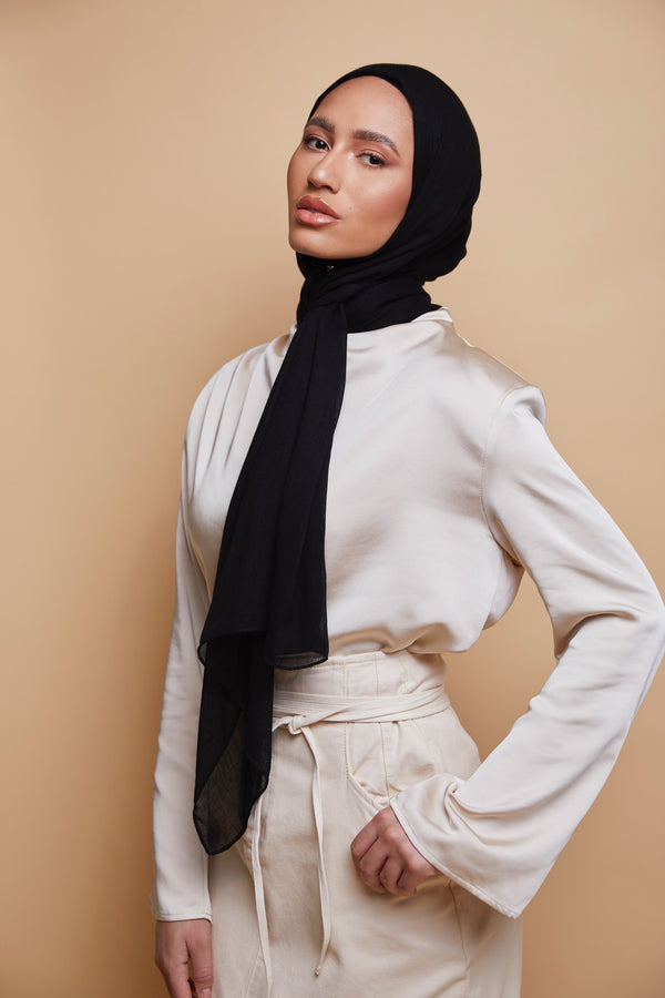 Breathable Modal Hijab - Black
