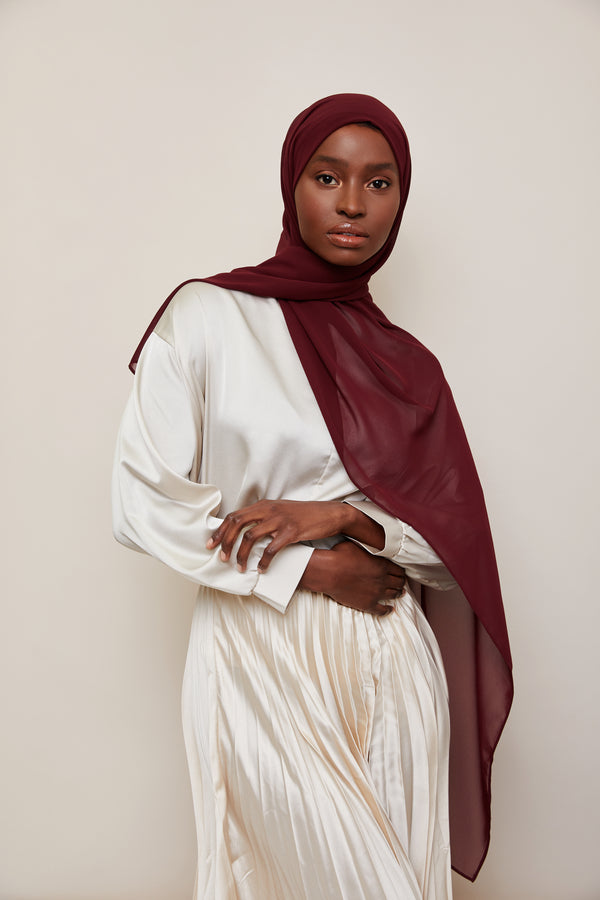 Burgundy Luxury Chiffon Hijab | VOILE CHIC | Chiffon Hijab
