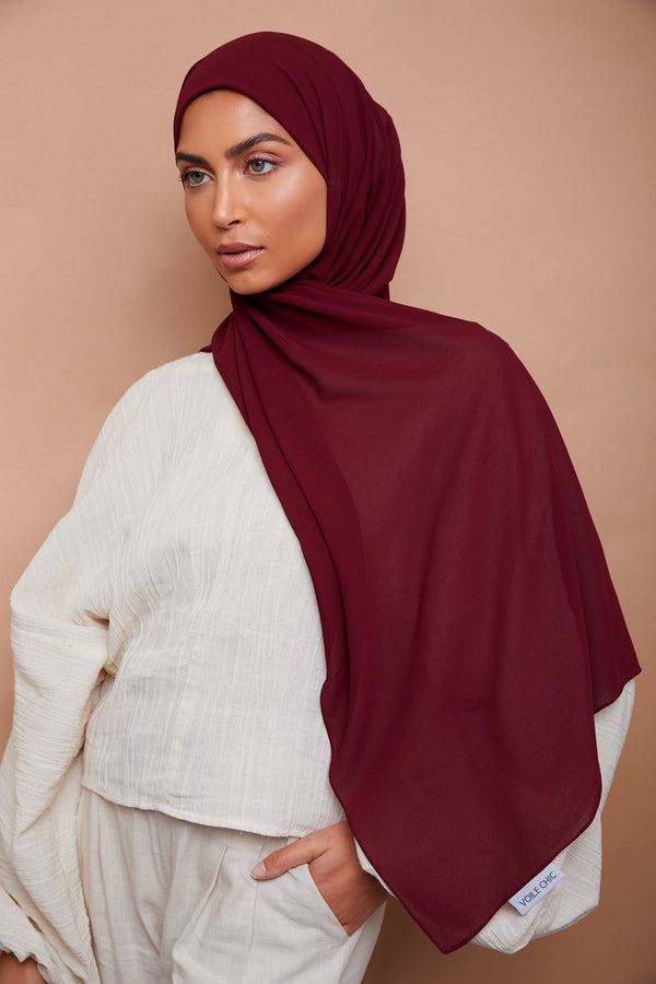 Burgundy Premium Chiffon Hijab | VOILE CHIC | Chiffon Hijab