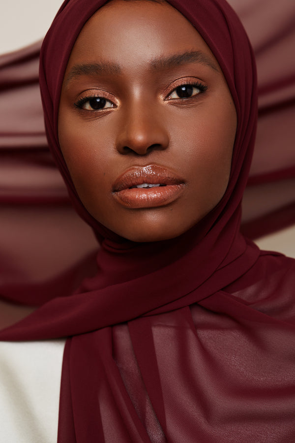 Burgundy Luxury Chiffon Hijab | VOILE CHIC | Chiffon Hijab