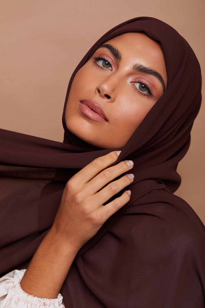 Premium Chiffon Hijab - Coffee Brown
