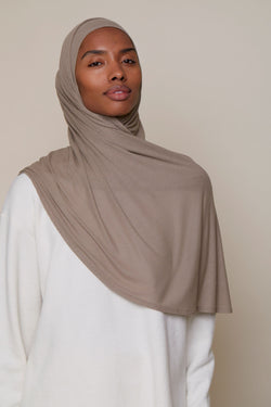 Instant Bamboo Ribbed Jersey Hijab - Desert