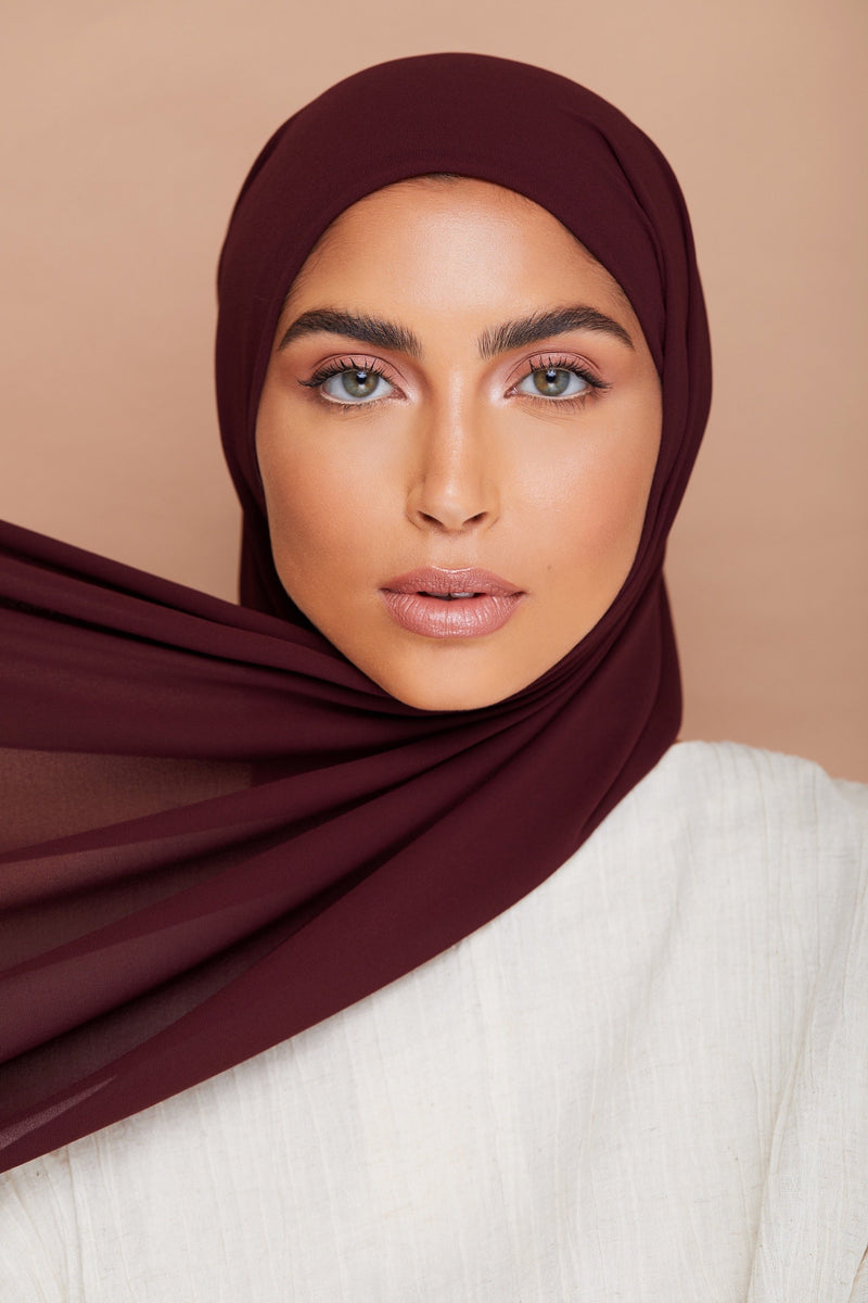 Deep Burgundy Premium Chiffon Hijab | VOILE CHIC | Chiffon Hijab