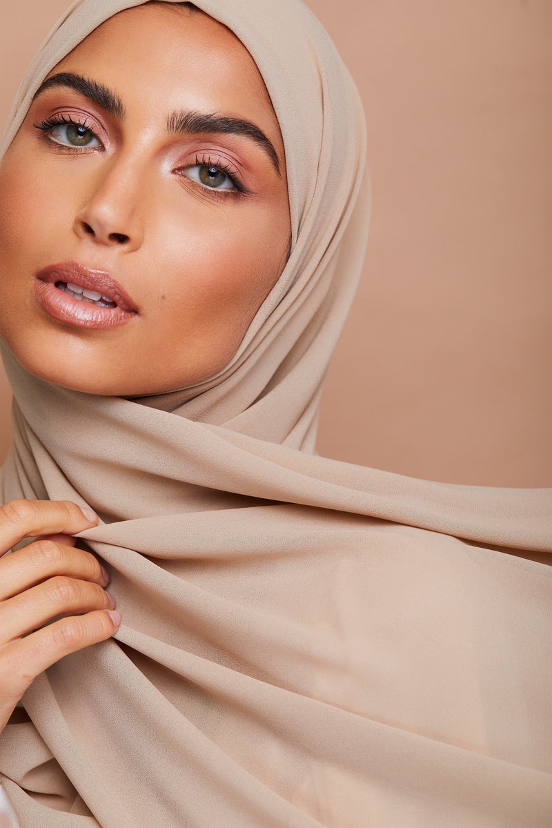 Premium Chiffon Hijab - Light Taupe