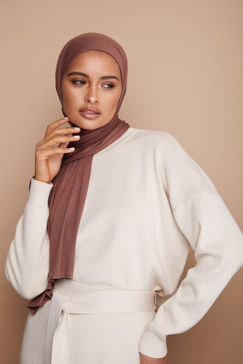 Mocha Brown Premium Jersey Hijab | VOILE CHIC | Jersey Hijab