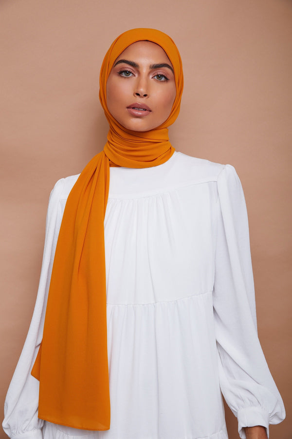 Mustard Premium Chiffon Hijab | VOILE CHIC | Chiffon Hijab