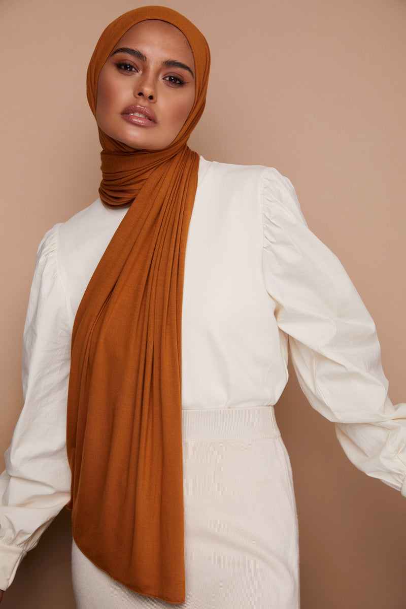 Mustard Bronze Premium Jersey Hijab | VOILE CHIC | Jersey Hijab