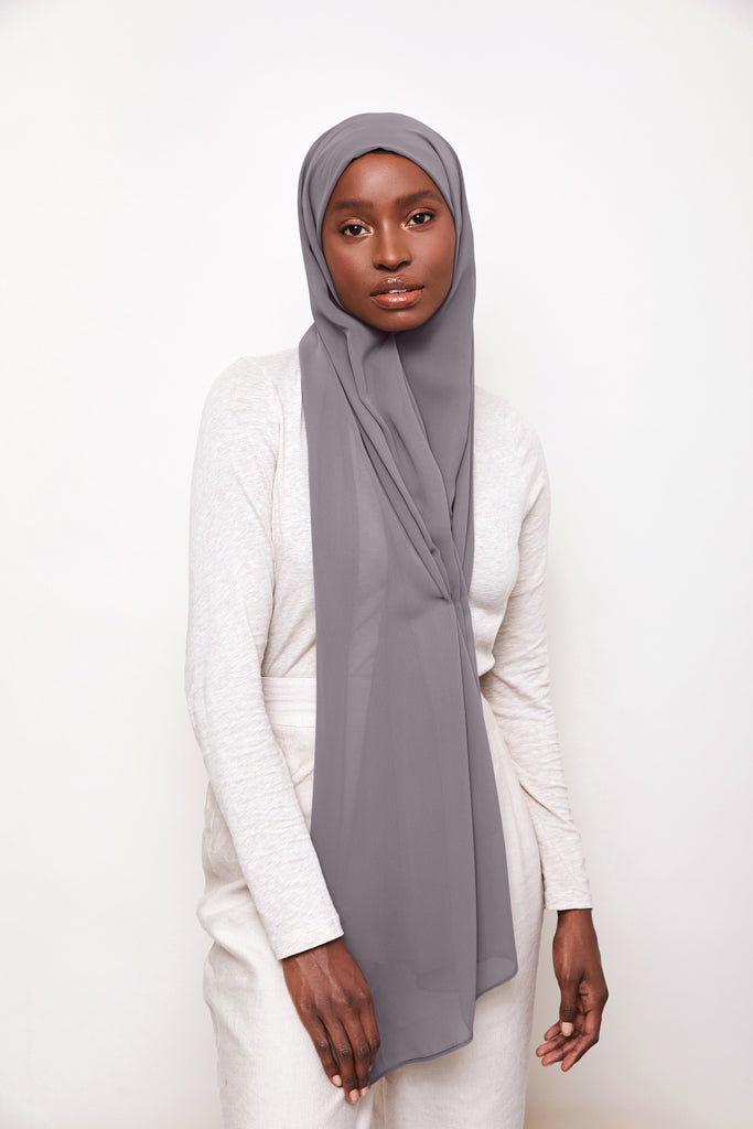 Buy Premium Ribbed Jersey Hijab Scarf, Light Grey, 70” L × 27” W