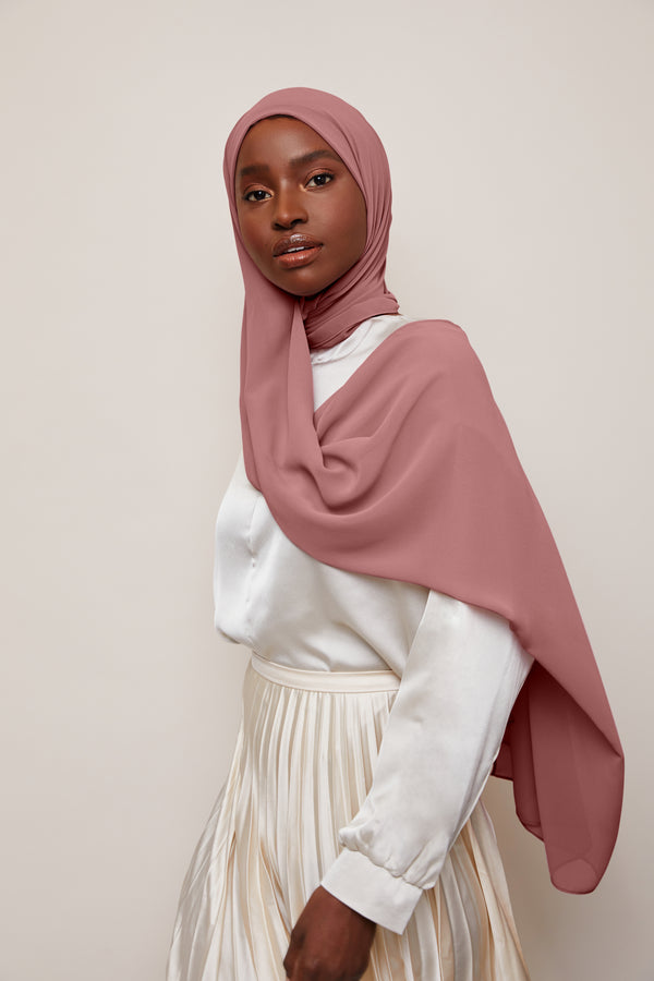 Dusty Rose Chiffon Hijab | VOILE CHIC | Luxury Chiffon