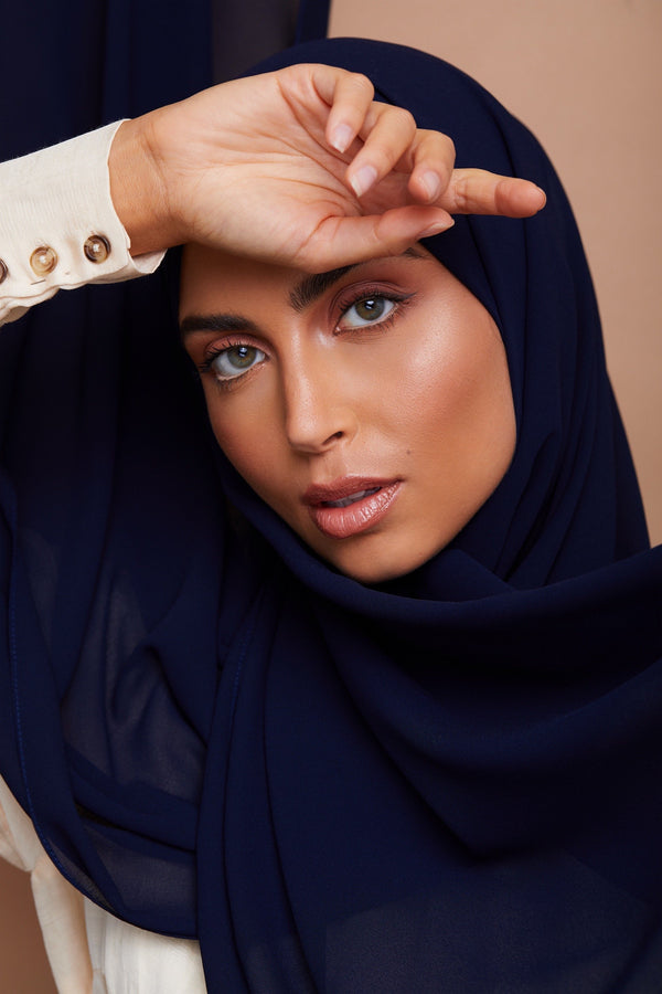 Navy Blue Premium Chiffon Hijab | VOILE CHIC | Chiffon Hijab