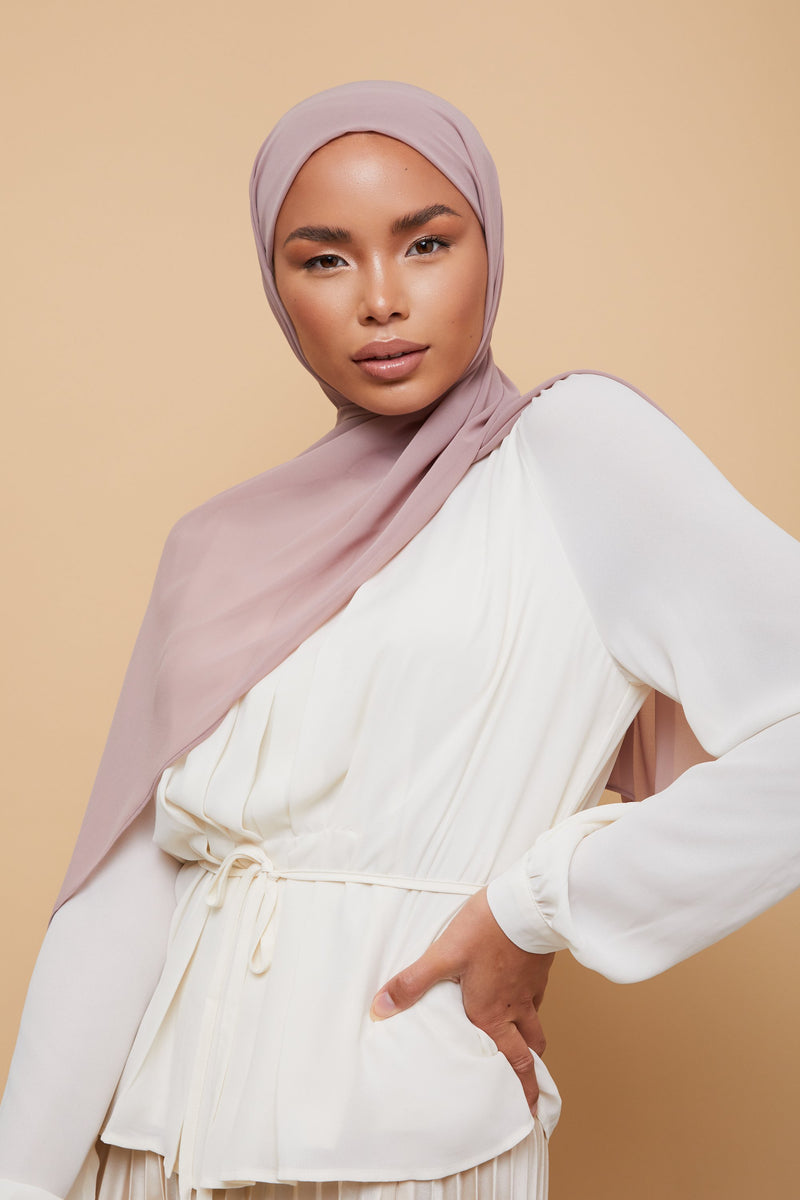 Small Luxury Chiffon Hijab - Bridal Rose