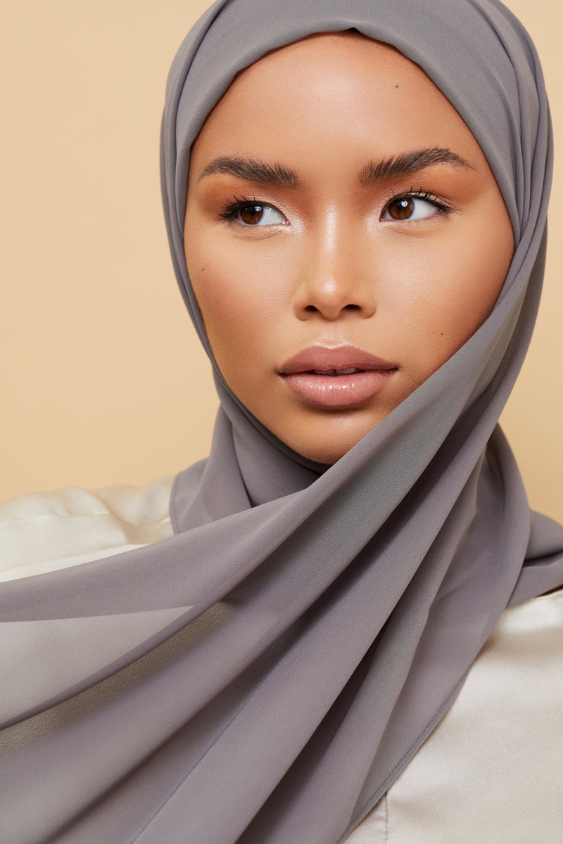 Small Luxury Chiffon Hijab - Gray