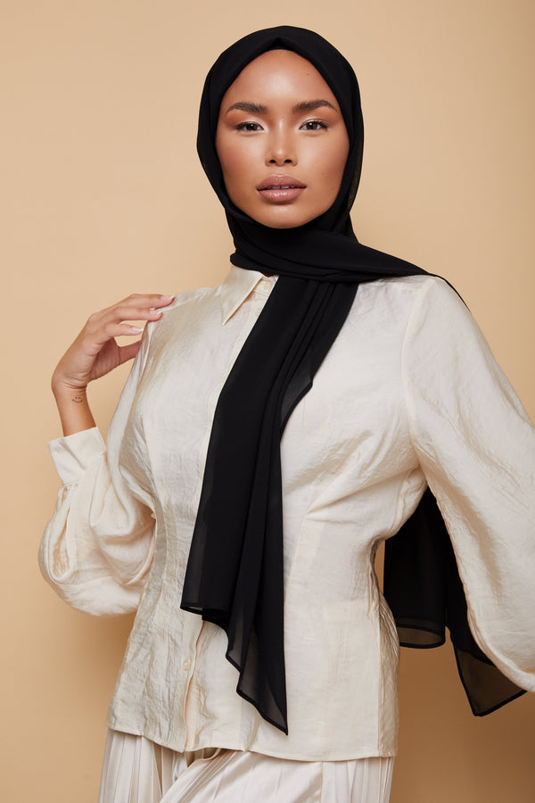 Small Hijab | Black Hijab | Luxury Chiffon Hijab