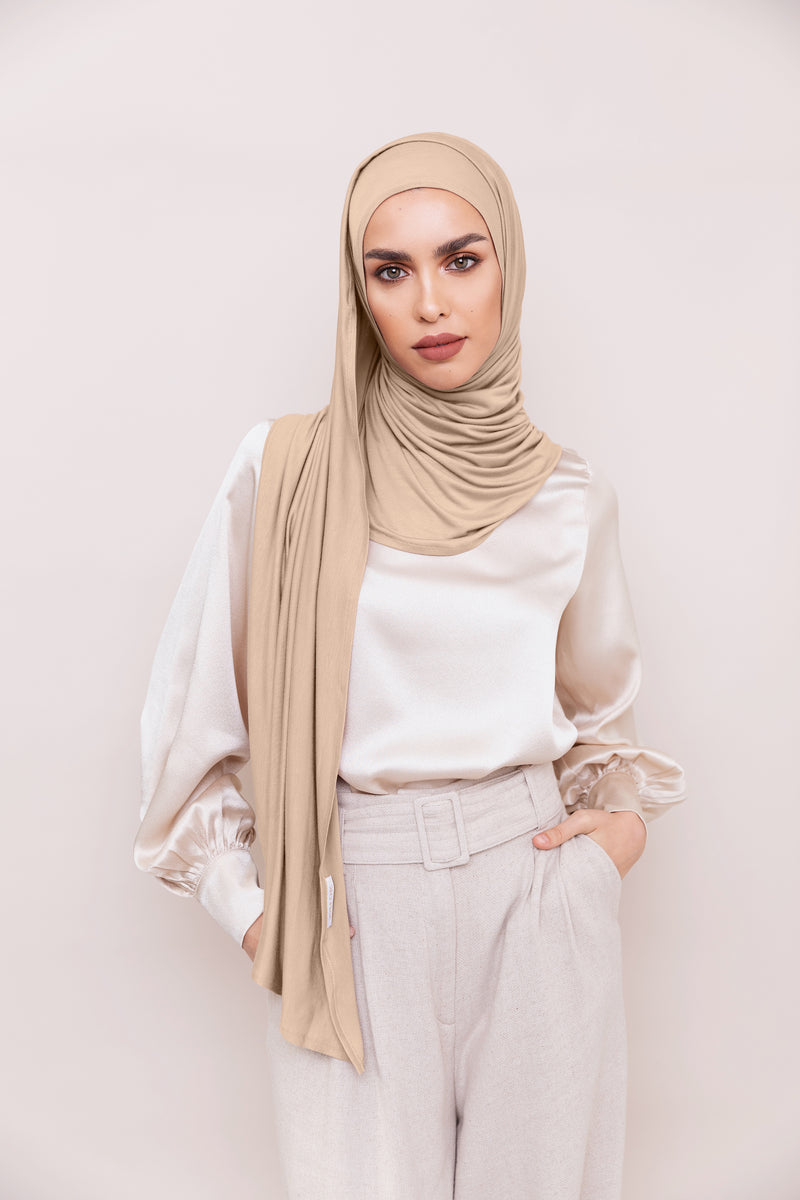 Warm Taupe Instant Hijab | VOILE CHIC | Pre-Sewn Instant 